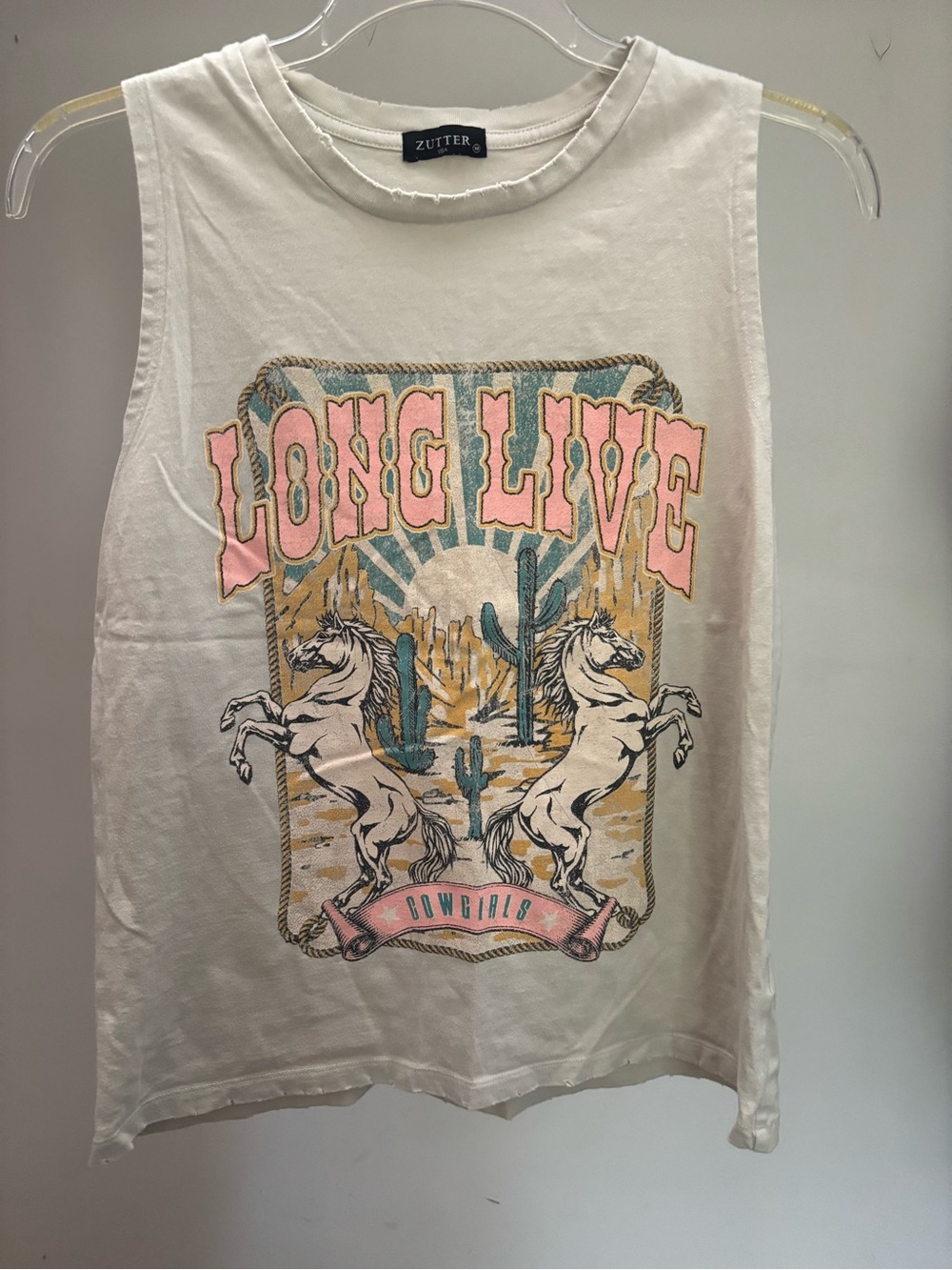 Zutter White 'Long Live' Graphic Muscle Tee